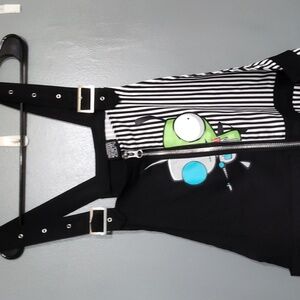 Nickelodeon hot topic Invader Zim GIR Split Stripe Shortalls XL
